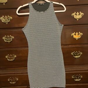 Mango Basics Women's Black Striped Sleeveless Pullover Dress